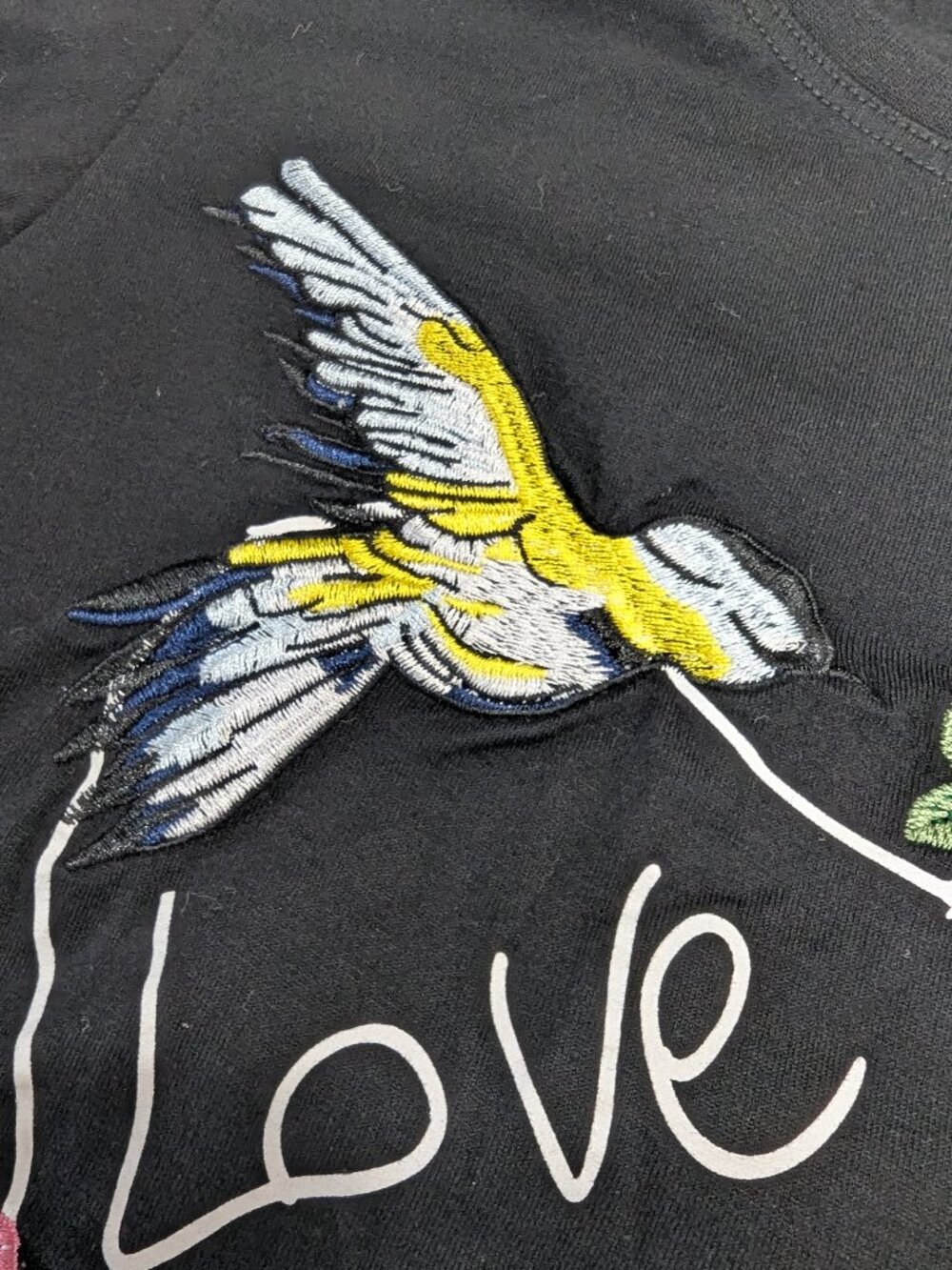 Love Moschino Black Graphic T-shirt Hummingbird and Flowers - Picture 8 of 8
